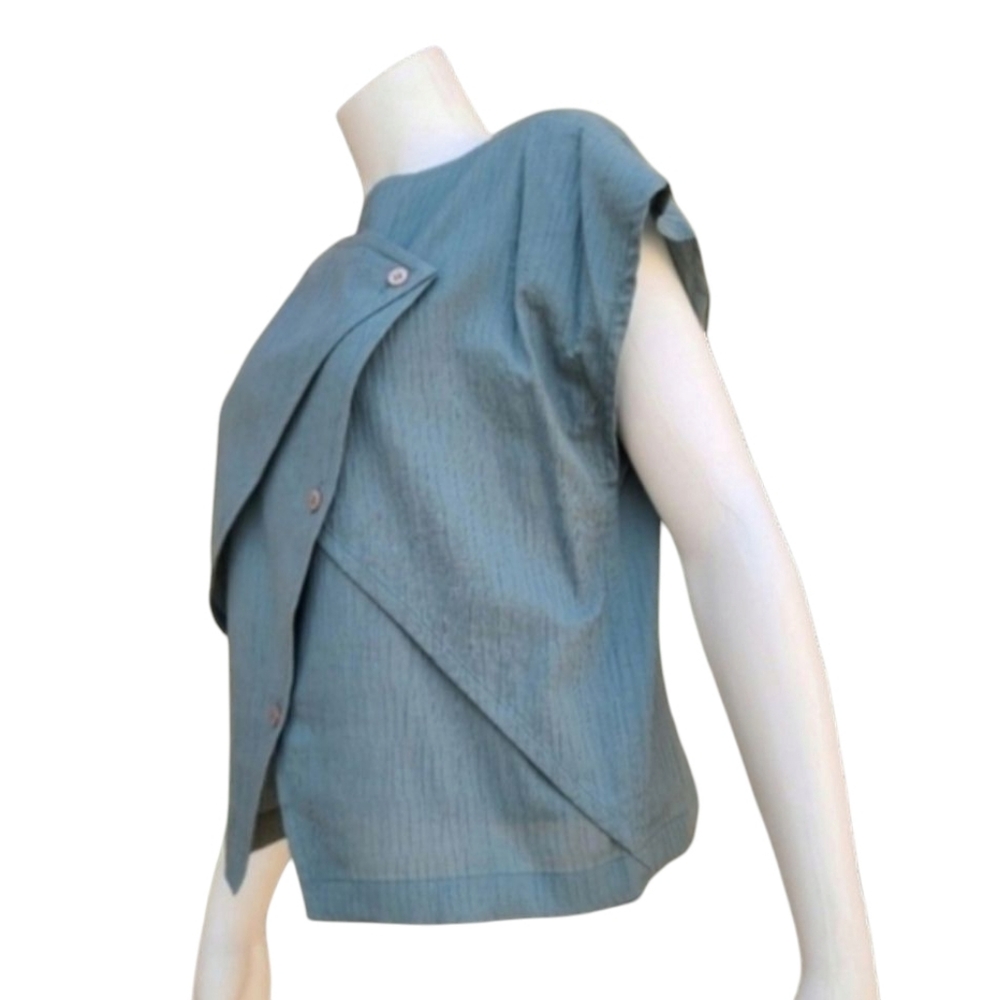 VINTAGE 80s SHAMASK Textured Crop Top S Minimalist Avant Garde Industrial Boxy - Picture 4 of 16